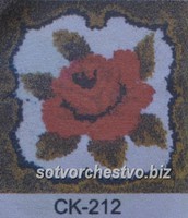 фото подушка "червона троянда в коричневій рамці"