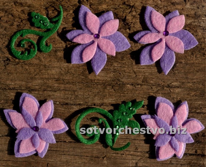 декор из фетра - лиловые цветочки | інтернет-магазин 'Елена-Рукоделие'
