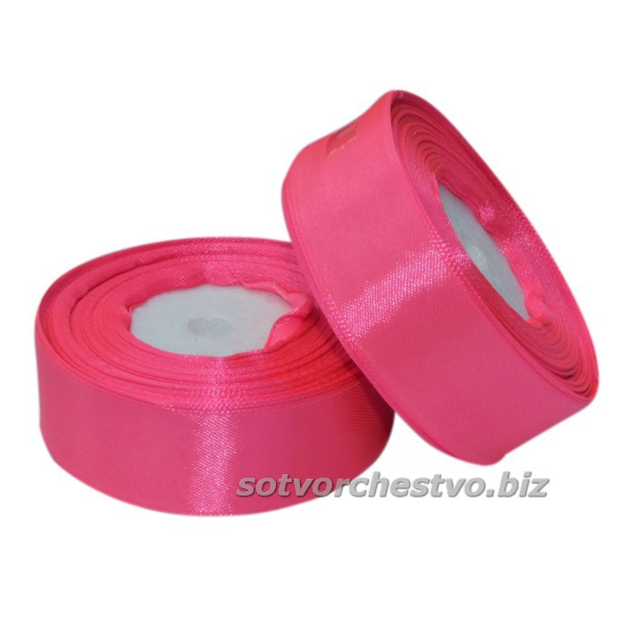 ленты атласные 25 мм-катушка 14 розовый неон | интернет-магазин Елена-Рукоделие