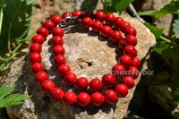 прессованный говлит 10 мм красный ожерелье | интернет-магазин Елена-Рукоделие