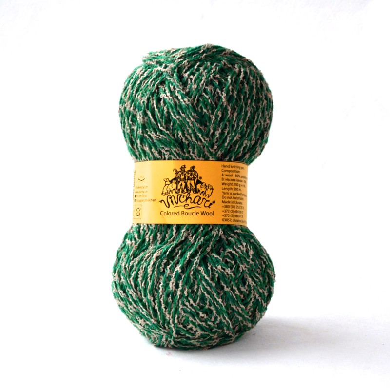 colored boukle wool 903 беж букле+зелений | интернет-магазин Елена-Рукоделие