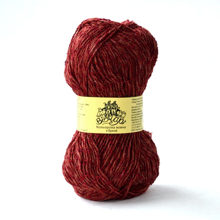 colored bouсle wool 907 червоний букле+теракот | интернет-магазин Елена-Рукоделие