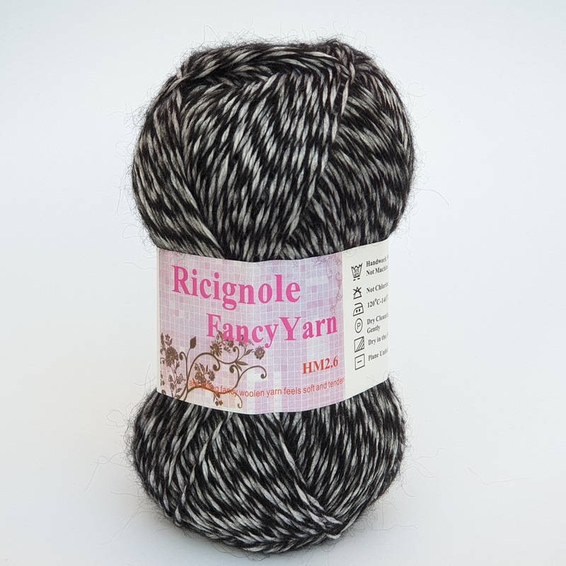 ricignole fancy yarn hm2.6 280 чорно-білий меланж | интернет-магазин Елена-Рукоделие