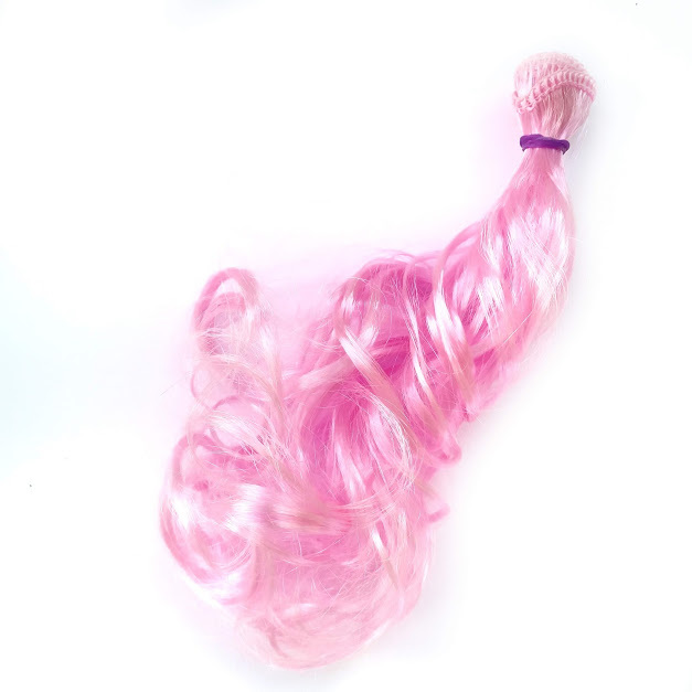 треси для ляльок локони довгі рожевий | интернет-магазин Елена-Рукоделие