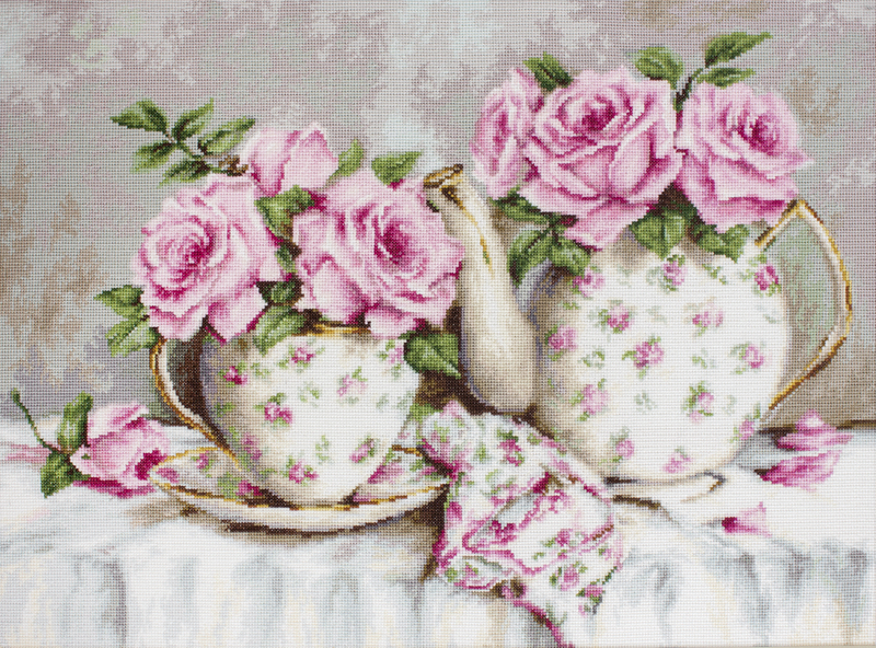 g568 утренний чай и розы | интернет-магазин Елена-Рукоделие