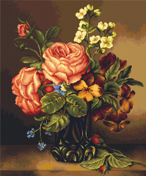 g491 ваза с розами и цветами | интернет-магазин Елена-Рукоделие
