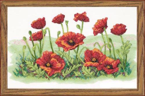 03237 набор для вышивания крестом dimensions field of poppies "поле маков" | интернет-магазин Елена-Рукоделие