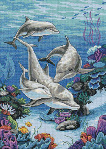 03830 Набір для вишивання хрестом DIMENSIONS The Dolphins Domain "Царство дельфінів" | інтернет-магазин 'Елена-Рукоделие'