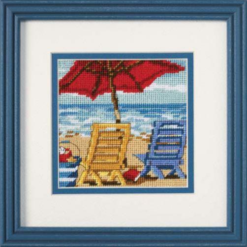 07223 набор для вышивания (гобелен) dimensions beach chair duo "пляжный дуэт" | интернет-магазин Елена-Рукоделие