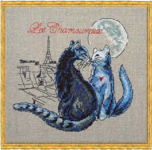 114 K Набір для вишивання хрестом NIMUЁ Les Chamoureux "Палкі коти" | інтернет-магазин 'Елена-Рукоделие'