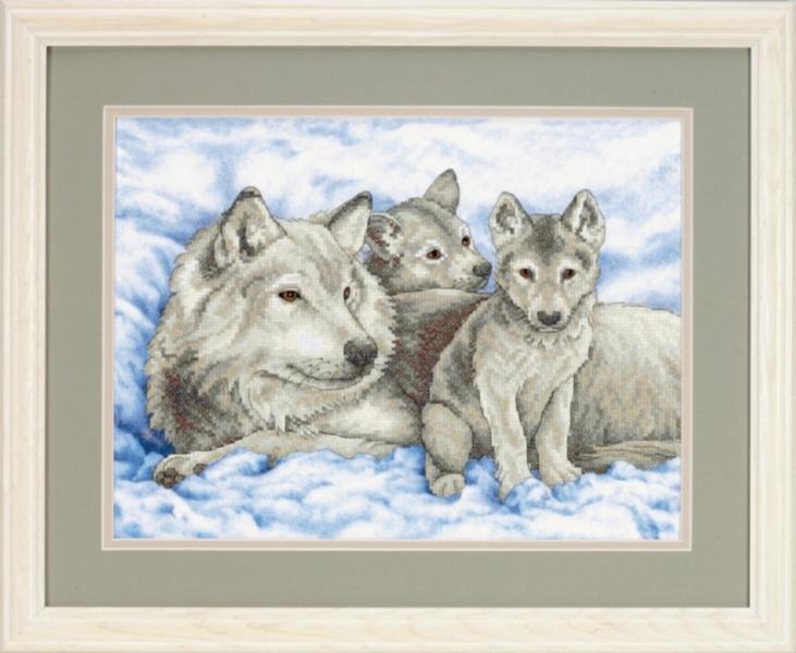 13130 набор для вышивания крестом dimensions mother wolf and pups "волчица и волчата" | интернет-магазин Елена-Рукоделие
