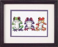 фото 16758 Набір для вишивання хрестиком DIMENSIONS Tree Frog Trio "Тріо жабенят" 