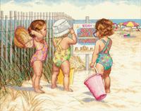 35216 набор для вышивания крестом dimensions beach babies "девочки на пляже" | интернет-магазин Елена-Рукоделие