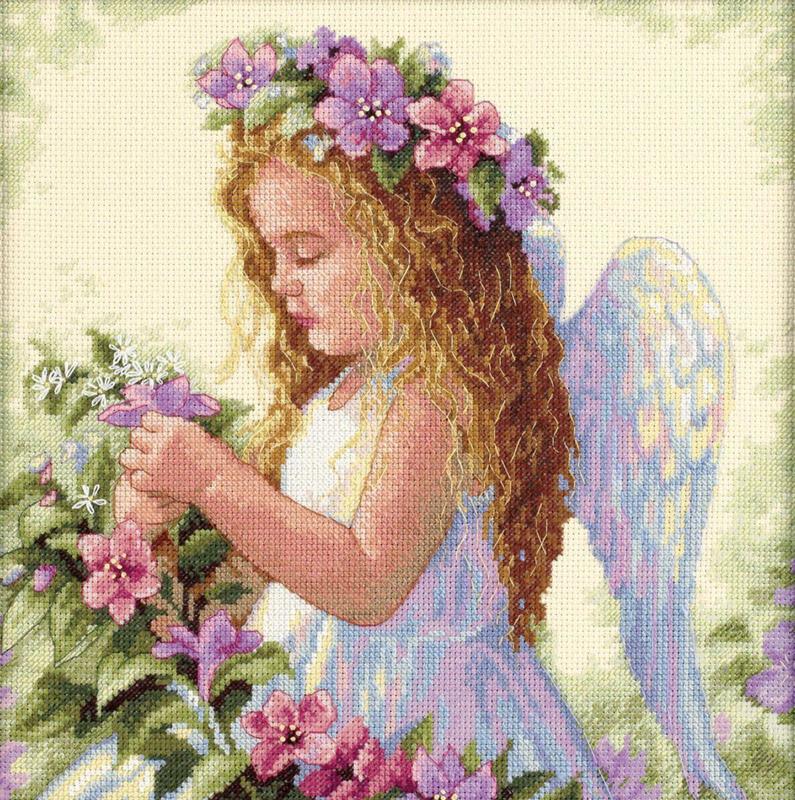 35229 Набір для вишивання хрестом DIMENSIONS Passion Flower Angel "Квітковий янгол" | інтернет-магазин 'Елена-Рукоделие'