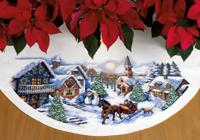 фото 70-08830 набор для вышивания крестом dimensions sleigh ride tree skirt "поездка на санях в сумерках. скатерть-юбочка под елку"