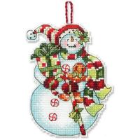 70-08915 Набір для вишивання хрестом DIMENSIONS Snowman with Sweets Christmas Ornament "Різдвяна прикраса - Сніговик з солодощами" | інтернет-магазин 'Елена-Рукоделие'