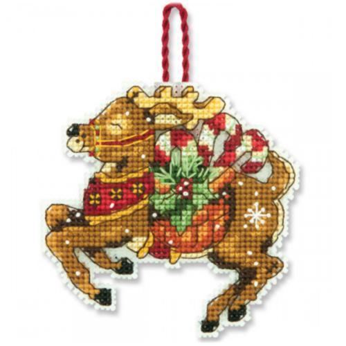 70-08916 Набір для вишивання хрестом DIMENSIONS Reindeer Christmas Ornament "Різдвяна прикраса Північний олень" | інтернет-магазин 'Елена-Рукоделие'