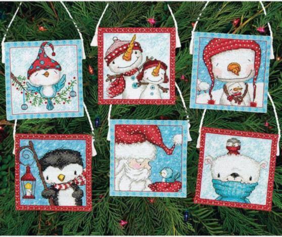 70-08940 Набір для вишивання хрестом DIMENSIONS Frosty Friends Christmas Ornaments "Різдвяні прикраси - Льодові друзі" | інтернет-магазин 'Елена-Рукоделие'