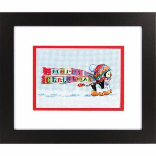 70-08950 Набір для вишивання хрестом DIMENSIONS Christmas Penguin "Різдвяний пінгвін" | інтернет-магазин 'Елена-Рукоделие'