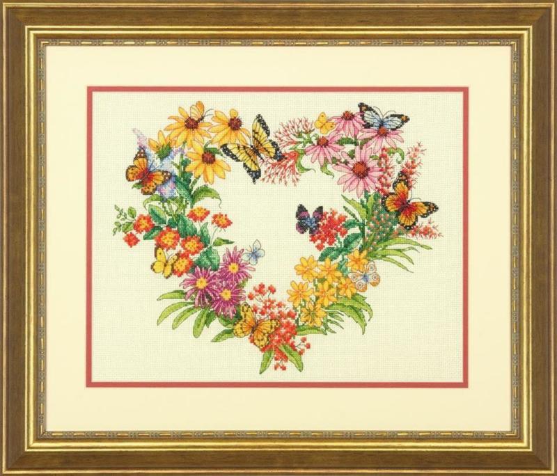 70-35336 набор для вышивания крестом dimensions wildflower wreath "венок из полевых цветов" | интернет-магазин Елена-Рукоделие