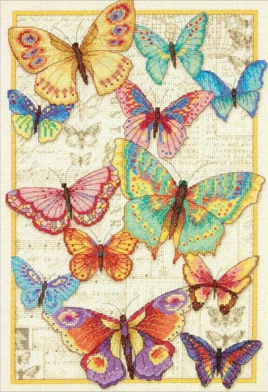 70-35338 набор для вышивания крестом dimensions butterfly beauty "красота бабочек" | интернет-магазин Елена-Рукоделие