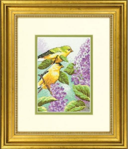 70-65153 Набір для вишивання хрестом DIMENSIONS Goldfinch And Lilacs "Птиці та бузок" | інтернет-магазин 'Елена-Рукоделие'
