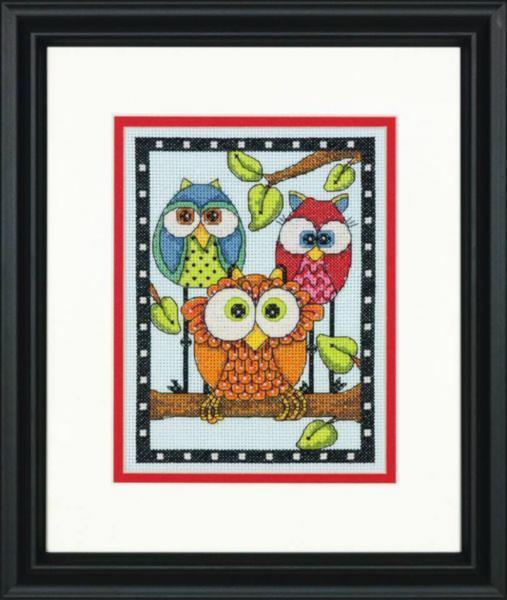 70-65159 Набір для вишивання хрестом DIMENSIONS Owl Trio "Трио сов" | інтернет-магазин 'Елена-Рукоделие'