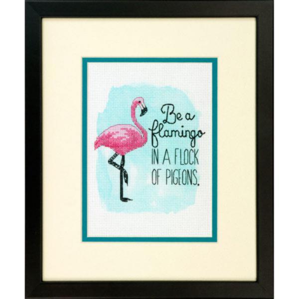 70-65168 Набір для вишивання хрестом DIMENSIONS Be a Flamingo "Бути фламінго" | інтернет-магазин 'Елена-Рукоделие'