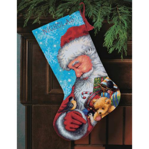 71-09145 Набір для вишивання (гобелен) DIMENSIONS Santa and Toys. Stocking "Санта та іграшки. Панчоха" | інтернет-магазин 'Елена-Рукоделие'