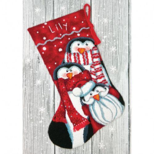 71-09158 Набір для вишивання (гобелен) DIMENSIONS Holiday Penguins. Stocking "Святкові пінгвіни. Панчоха" | інтернет-магазин 'Елена-Рукоделие'