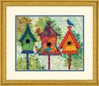 фото 71-20088 набор для вышивания подушки (гобелен) dimensions colorful birdhouses "красочние домики" 