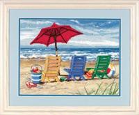 фото 72-120022 Набір для вишивання (гобелен) DIMENSIONS Beach Chair Trio "Тріо пляжних крісел"