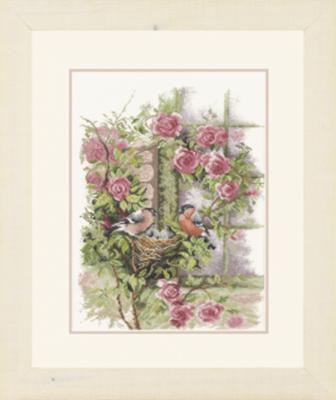 PN-0008020 Набір для вишивки хрестом LanArte Nesting Birds in Rambler Rose "Птахи, що гніздяться у кручених трояндах"  | інтернет-магазин 'Елена-Рукоделие'