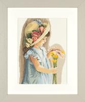 PN-0008175 (35122) Набір для вишивки хрестом LanArte Girl with the flowered hat "Дівчина з квітковим капелюшком" | інтернет-магазин 'Елена-Рукоделие'