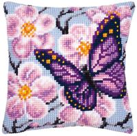 фото PN-0008501 Набір для вишивання хрестом (подушка) Vervaco Purple Butterfly "Фіолетовий метелик"
