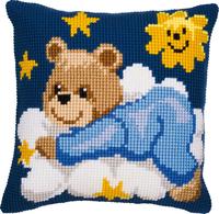 фото PN-0008573 Набір для вишивання хрестом (подушка) Vervaco Blue Nightime Bear "Ведмедик у блакитному на хмаринці"