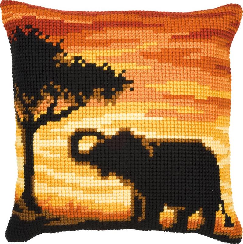 pn-0008643 набор для вышивания крестом (подушка) vervaco elephant "слон" | интернет-магазин Елена-Рукоделие
