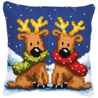 pn-0008726 набор для вышивания крестом (подушка) vervaco reindeer twins "олени" | интернет-магазин Елена-Рукоделие