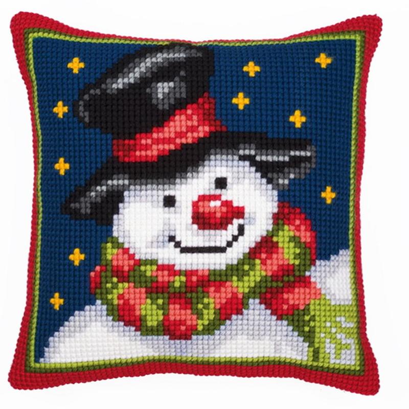 pn-0008727 набор для вышивания крестом (подушка) vervaco snowman "снеговик" | интернет-магазин Елена-Рукоделие