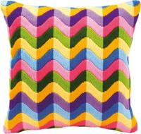 pn-0010866 набор для вышивания гладью (подушка) vervaco colourful waves "цветные волны" | интернет-магазин Елена-Рукоделие