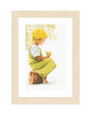 PN-0021213 Набір для вишивки хрестом LanArte Girl with Apple "Дівчинка з яблуком"  | інтернет-магазин 'Елена-Рукоделие'