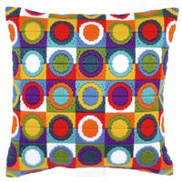 pn-0021380 набор для вышивания гладью (подушка) vervaco varicolored circles "многоцветные круги" | интернет-магазин Елена-Рукоделие