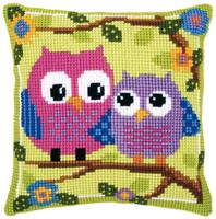 фото pn-0021540 набор для вышивания крестом (подушка) vervaco owls on a branch "совы на ветке"