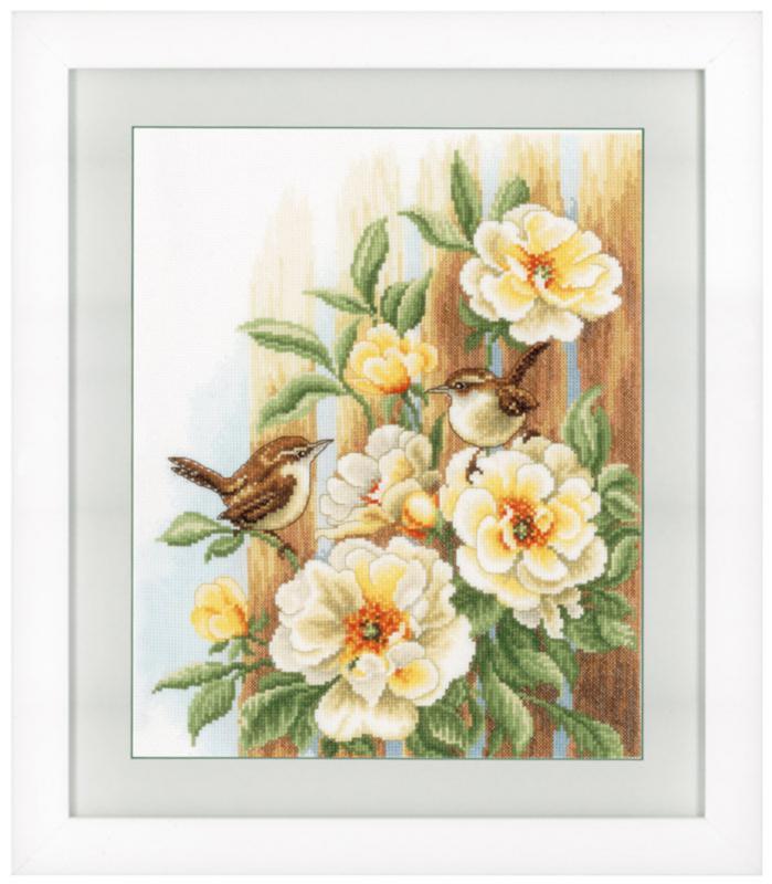 PN-0021782 Набір для вишивання хрестом Vervaco Wrens on roses "Птиці на трояндах" | інтернет-магазин 'Елена-Рукоделие'