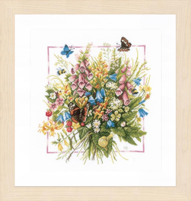 pn-0144527 набор для вышивки крестом lanarte summer bouquet "летний букет" | интернет-магазин Елена-Рукоделие