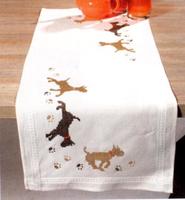 pn-0145161 набор для вышивания крестом (дорожка на стол) vervaco playful dogs "играющие собаки" | интернет-магазин Елена-Рукоделие