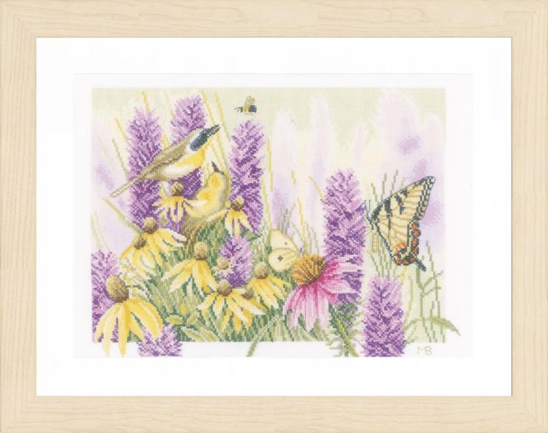 pn-0147541 набор для вышивки крестом lanarte butterfly bush and echinacea "бабочка и эхинацея" | интернет-магазин Елена-Рукоделие