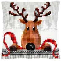 pn-0148051 набор для вышивания крестом (подушка) vervaco reindeer with a red scarf "олень в красном шарфе i" | интернет-магазин Елена-Рукоделие