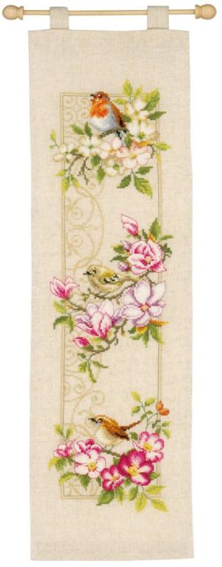 pn-0148200 набор для вышивки крестом vervaco birds and blossoms "птицы весной" | интернет-магазин Елена-Рукоделие
