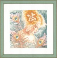 PN-0148264 Набір для вишивки хрестом LanArte Young Woman with Peacock Feathers "Дівчина з пір'ям павича" | інтернет-магазин 'Елена-Рукоделие'